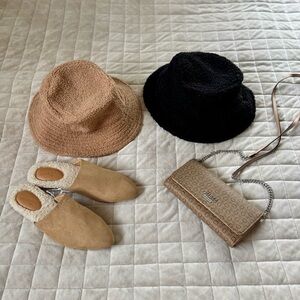 Universal thread Mules & Guess Wallet + Pre-Owned Rubi Bucket Hats